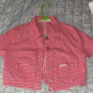 Wrangler Red Checkered Button-Up Crop Top